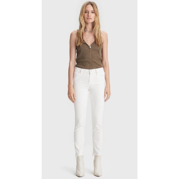 Mother The Rascal Crop Fray Cream Puff White Size 29 Raw Hem Casual Trendy - Picture 1 of 15